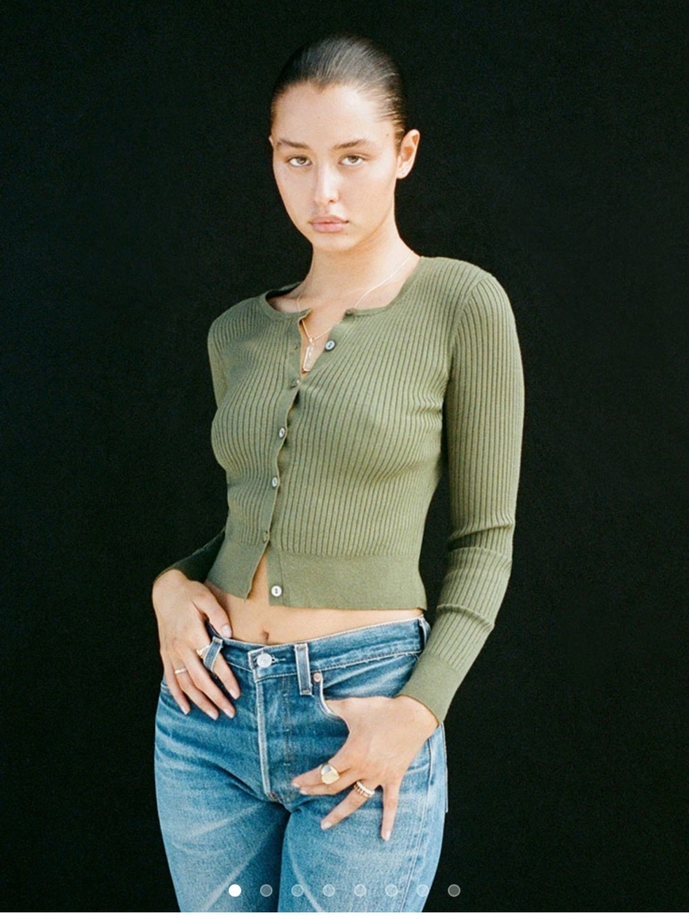 Realisation Par Olive Wiona Button-Front Crop Cardigan